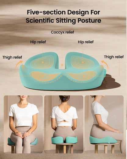ProtoArc Seat Cushion, Office Chair Cushion for Sciatica, Black | Coccyx Cushion, Ergonomic Memory Foam Seat Cushion for Car, Home, Pressure Relief Pad for Hip, Tailbone, All Day Comfort