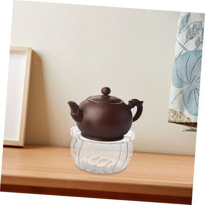 LIFKOME Glass Tea Warmer Elegant Candle Powered Teapot Heater Base for Loose Leaf Blooming Tea Easy to Clean Glass Design