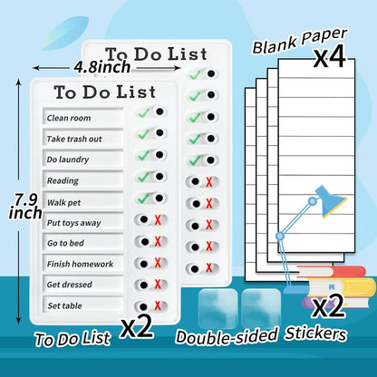Chore Chart for Kids: Dry Erase Visual Schedule, Magnetic Bedtime/Morning Routine Chart - Toddler Chore Board, Checklist, To Do List for Kids (2 morning checklists, 2 bedtime checklists)