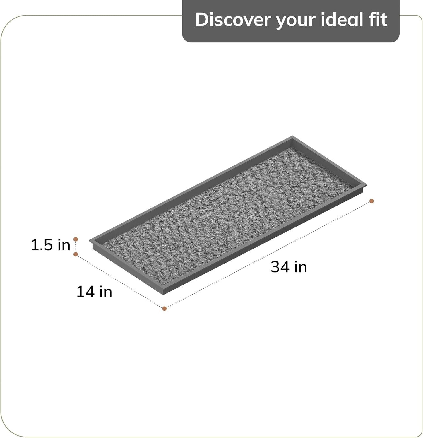 Anji Mountain Heavy Duty Waterproof Rubber Shoe Storage Mat Organizer/Boot Storage Tray Multi Use For Entryway with Coir, Tan Insert, Fits 2 Pair (24.5" Wide)