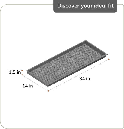 Anji Mountain Heavy Duty Waterproof Rubber Shoe Storage Mat Organizer/Boot Storage Tray Multi Use For Entryway with Coir, Tan Insert, Fits 2 Pair (24.5" Wide)