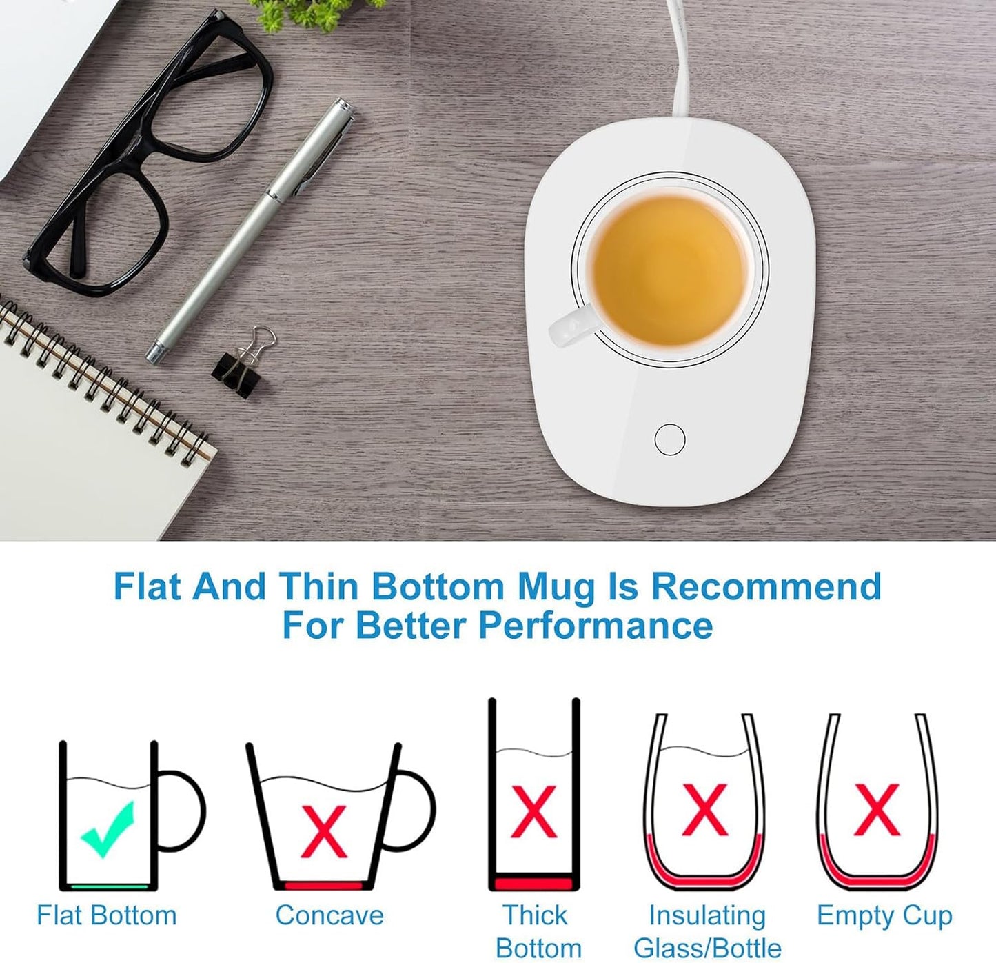 Coffee Mug Warmer, Automatic Shut Off Coffee Warmer for Desk, Smart Electric Beverage Warmer Cup Warmer for Coffee, Tea, Water, Milk Ideal Coffee Gifts Accessories
