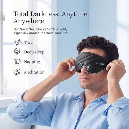 Nox Sleep 3D Sleep Mask for Men, 100% Blackout Eye Mask for Sleep, Ice Silk Lightweight Sleeping Mask for Side Sleepers, Soft Breathable Blindfold Perfect for Travel & Deep Sleep