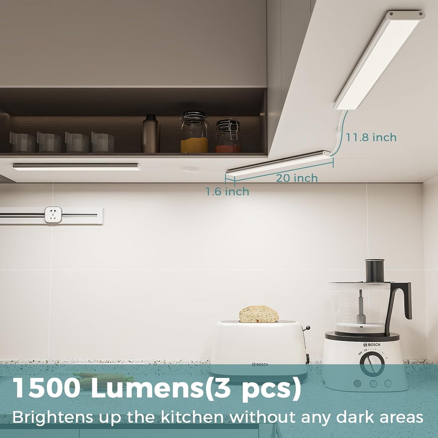 Motion Sensor Cabinet Lighting, 4500K Daylight, 3 Pack 12 inch Linkable