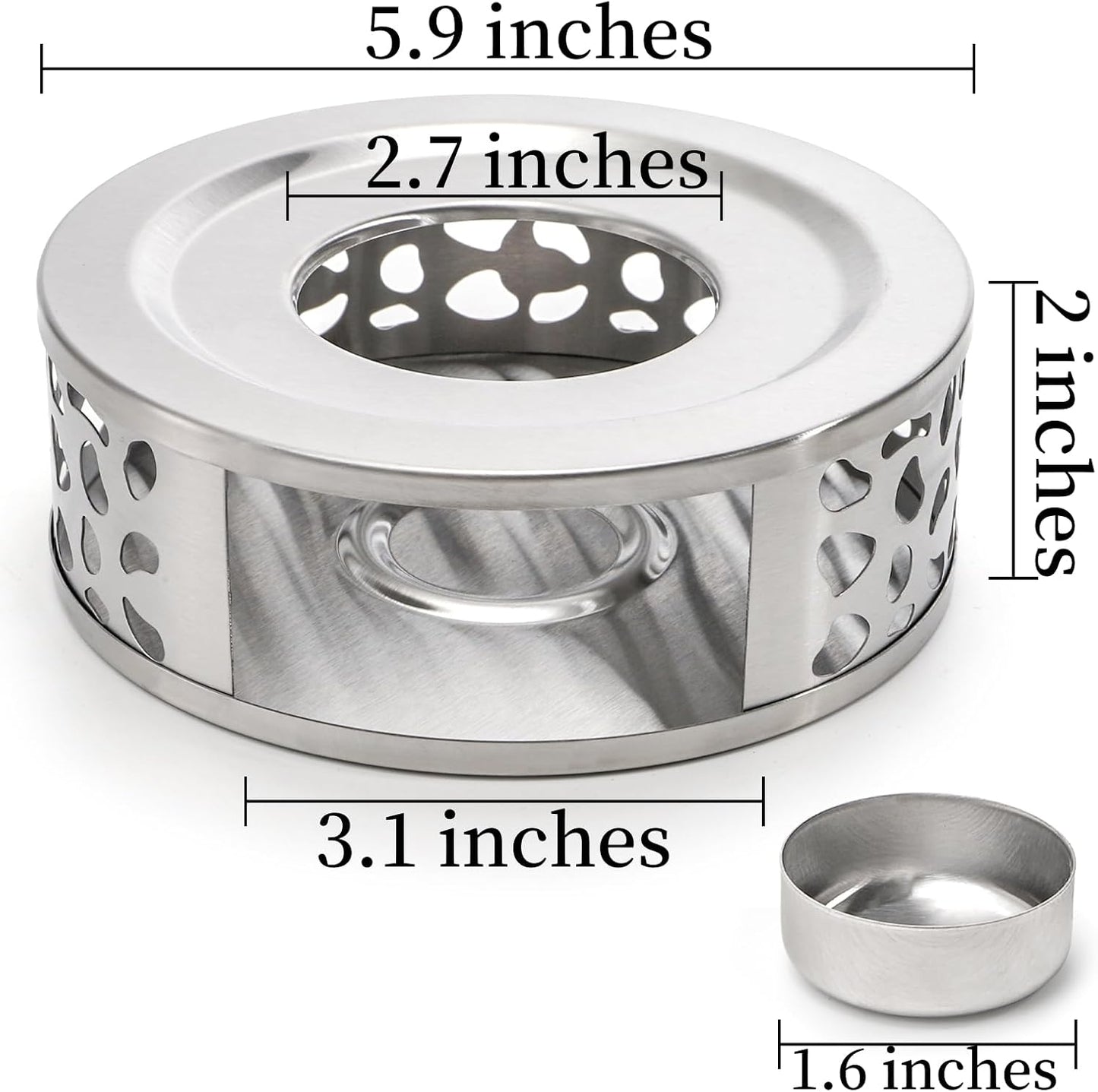 Coloch 3 Pack Teapot Warmer, Stainless Steel Tea Warmer with Tealight Candle Holder Brushed Metal Teapot Heater Tea Kettle Warmer Base for Most Teapots, Silver