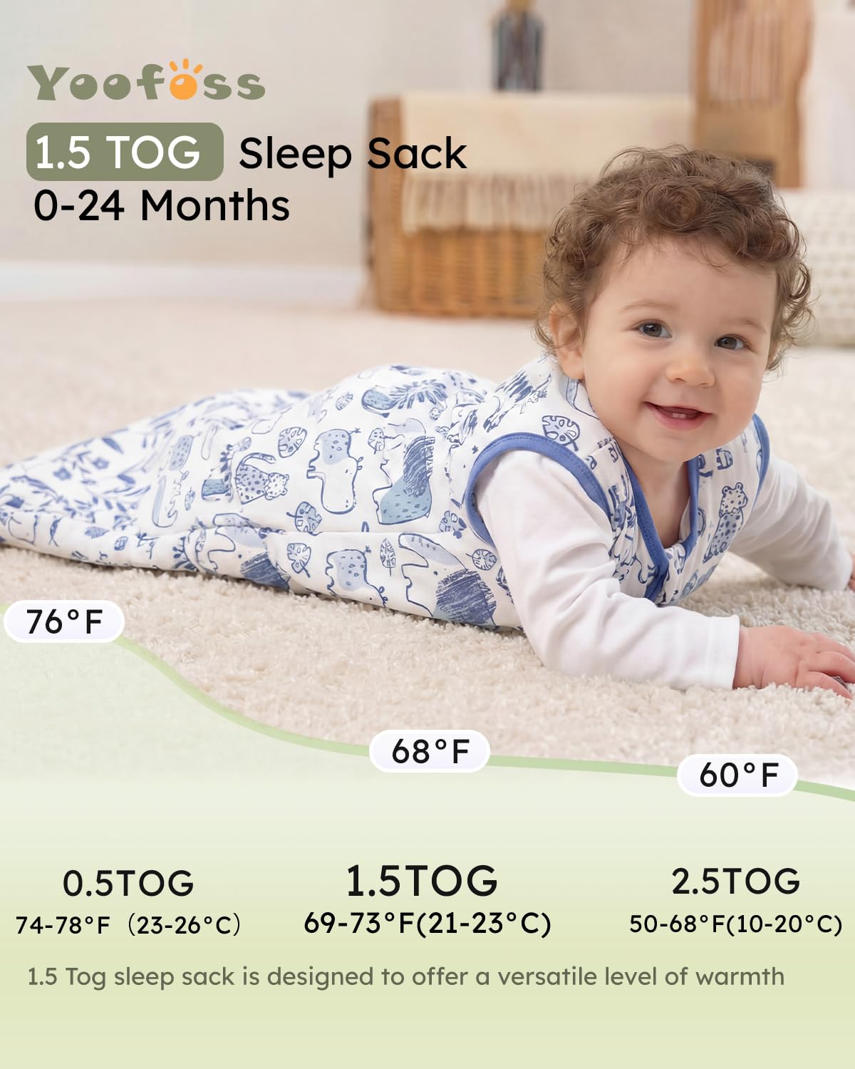 Yoofoss Baby Sleep Sack 0-6 Months Wearable Blanket for Babies 100% Organic Cotton 2-Way Zipper TOG 0.5 Toddler Sleeping Sack 3 Pack, Sleep Sacks