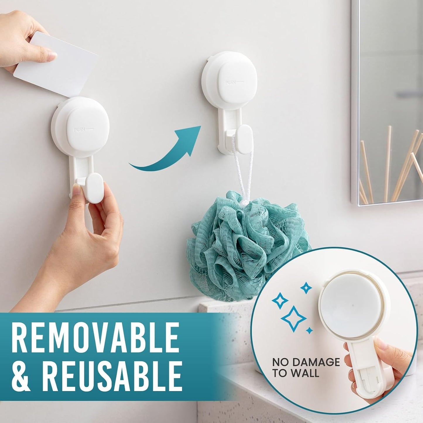TAILI 2 Pack Upgraded Suction Cup Razor Holder for Shower Waterproof, Black | Visible Safety Indicator, Rust-Resistant Bathroom Organizer, No-Drill Glass Shower Wall Hook for Towel,Loofah,Razor,Squeegee