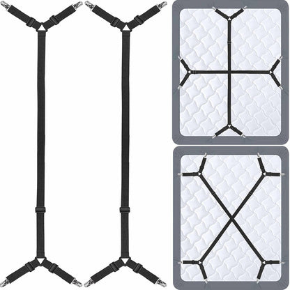 Bed Sheet Holder Straps - Sheet Straps Adjustable Bed Sheet Clips Fasteners Keep Sheets Stays in Place,2Pcs/Set Black