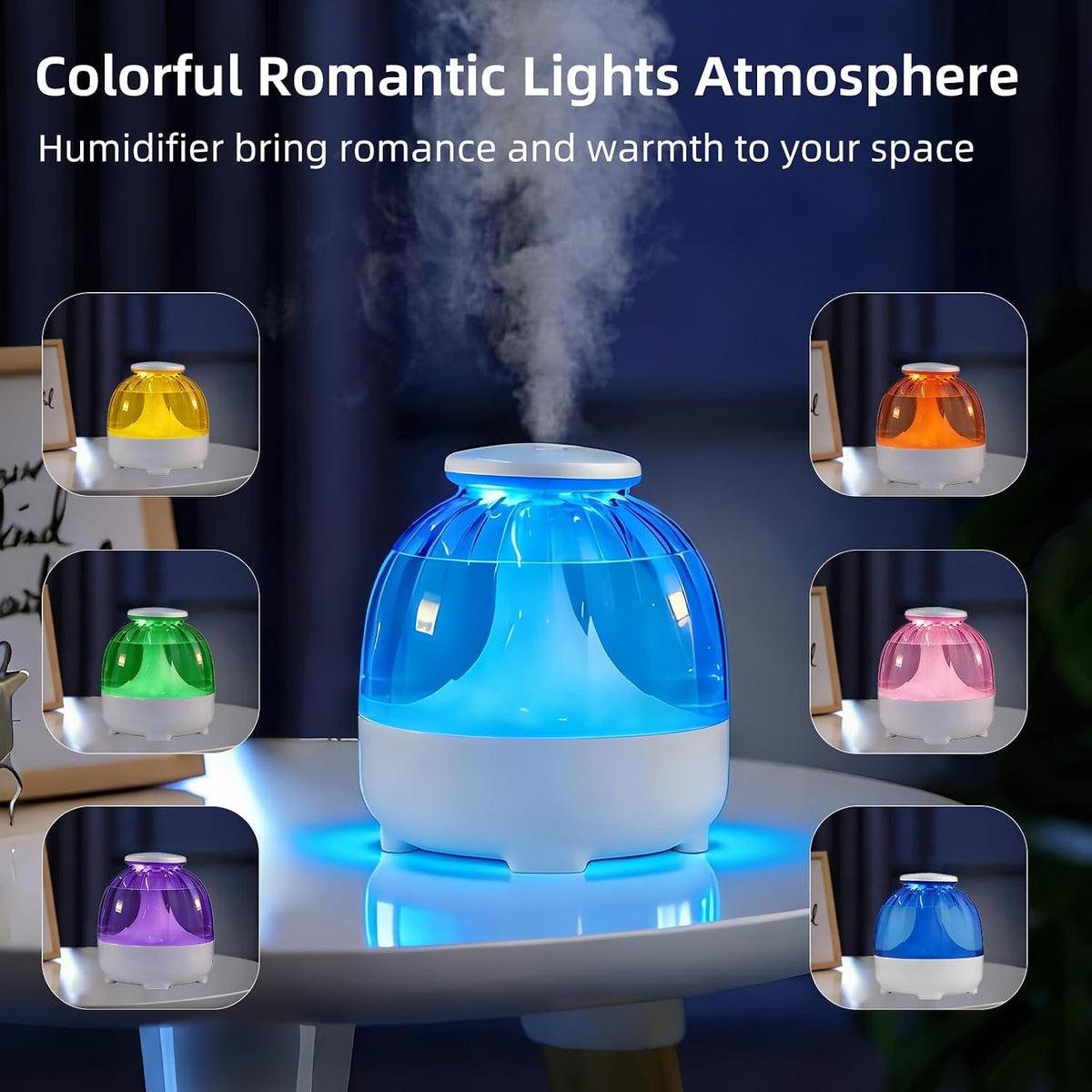 650ml USB Humidifiers for Bedroom Cool Mist Humidifier Quiet Air Humidifiers USB humidifiers for Living Room Home Office,2 Mist Modes,Night Light White