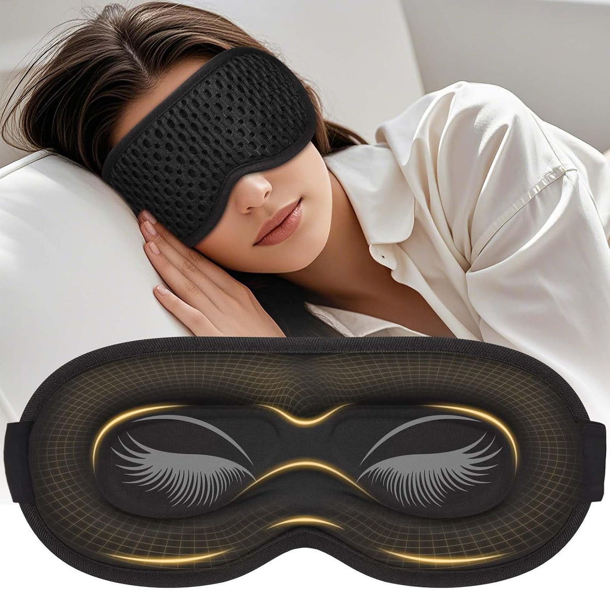 Sleep Eye Mask for Side Sleeper with 3D Contoured Cup