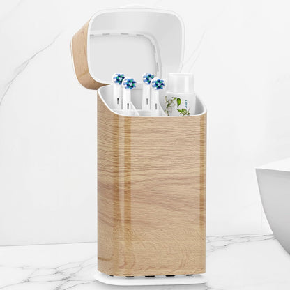GFWARE Electric Toothbrush Holder with Cover, Ventilated & Drainage, Silver | Detachable 5 Slots Bathroom Organizer for Toothbrush & Toothpaste, Waterproof & Dustproof, Electric Toothbrushes Under 10 In
