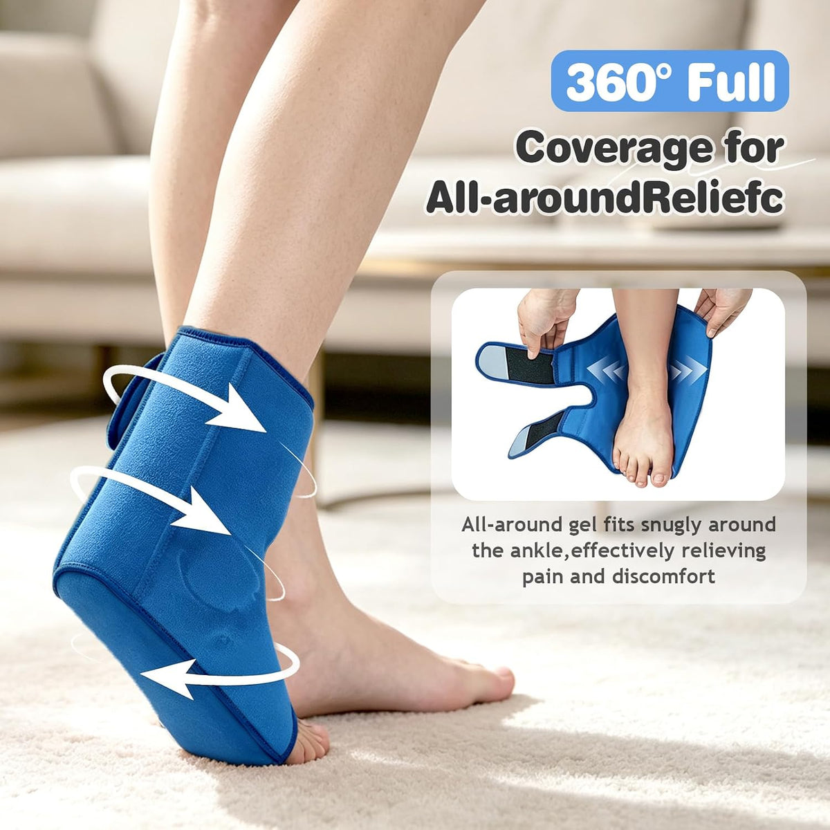 Ankle Ice Pack Wrap, Heel Ice Pack Wrap for Plantar Fasciitis Relief