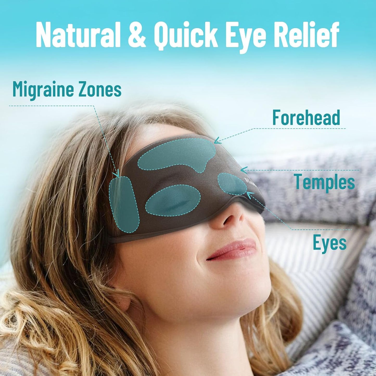 3D Gel Cooling Eye Mask, Weighted Eye mask for Sleeping, 3D Contoured Cup No Pressure Night Blindfold Sleep Mask, Ice Cold Pack Eyes Cold Compress for Puffy Eyes, Dark Circle, Light Blue