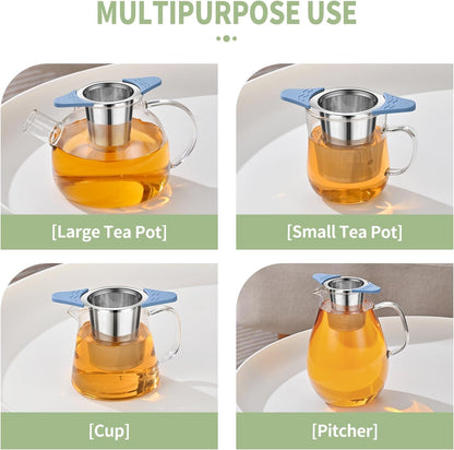 Tea Infuser for Loose Leaf Tea, ASWETMEL Stainless Steel Tea Infuser with Heat Proof Silicone Handles, Extra Fine Mesh Tea Strainers Filter Fine Tea Leaves Effectively, Fits Tea Pots, Mugs, Cup