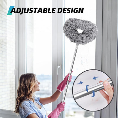 DRQ Ceiling Fan Cleaner Duster with 13-48 in Extension Pole, Blue | Detachable, Washable Microfiber Brush Head Is Reusable for Ceiling Fan Blades, Walls, Bookshelves, Door Tops and Window Tops