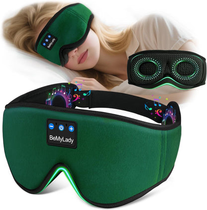 Bamboo Cotton Sleep Mask with Bluetooth Headphones, 100% Blackout, Grey