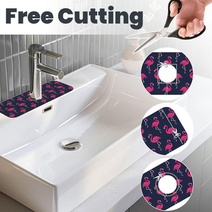 Wildflowers Floral Flower Kitchen Sink Splash Guard Faucet Mat Super Absorbent Fast Drying Mat Sink Gadgets-Fast Drying Pad Sink Mat For Kitchen Bathroom (15" X 5.5" )