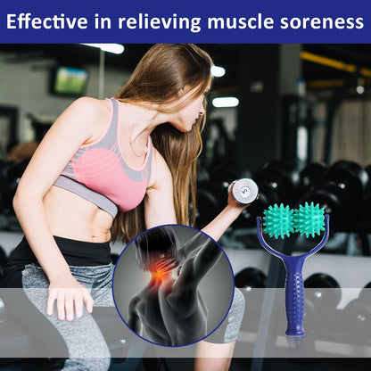 Spiky Massage Balls Rollers with Dual Ball Design, Manual Massage Stick