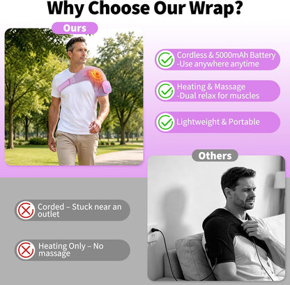 Shoulder Heating Pad with Massage, Rotator Cuff Shoulder Brace for Frozen