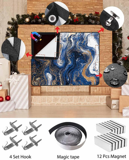Magnetic Fireplace Cover Sage Green Marble Fireplace Screen Decorative Abstract Fluid Art Insulation Fireplaces Blocker Blanket Save Energy Fireplaces Draft Stopper Covers for Living Room 36x30 Inch