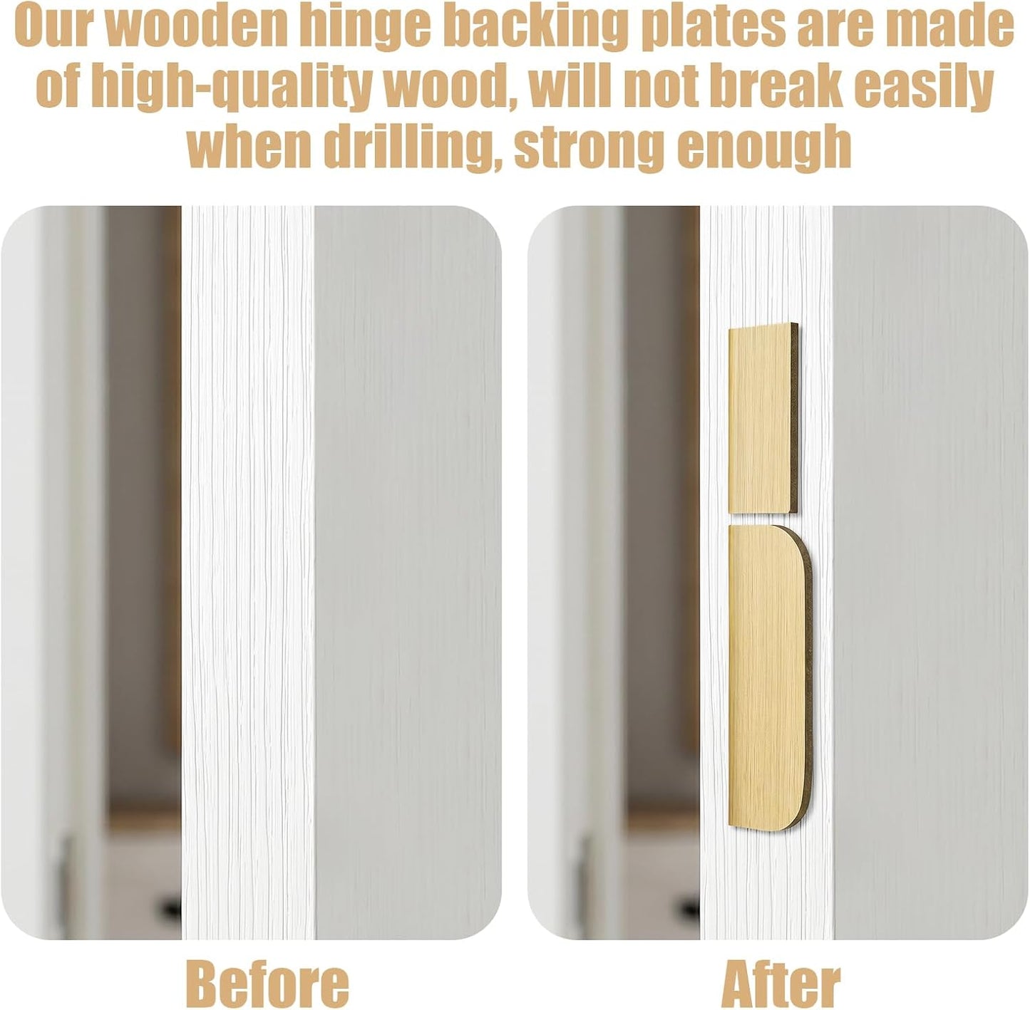 32 PCS Hinge Repair Wooden Plate, 3.5", 3.1" Cabinet Hinge Repair Plate | Rectangle and Arc Door Hole Cover Plate Kitchen Cabinet Hinges Cabinet Door Blanks with Double Sided Tape