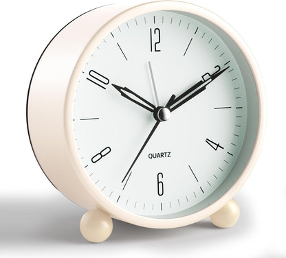 JALL Analog Alarm Clock, 4 inch Super Silent Non Ticking Small Clock with Night Light, Battery Operated, Simple Design, Old Fashioned Style Ideal Decor, for Bedroom, Bedside, Desk, Adult, Gift, Green