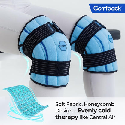 Comfpack Knee Ice Pack Wrap, 2 Hours Ice Pack for Knee Replacement Surgery | Long Lasting Coldness Ice & Compression Therapy for Arthritis Pain, ACL, Swelling, Sports Injuries (23" × 10.3")