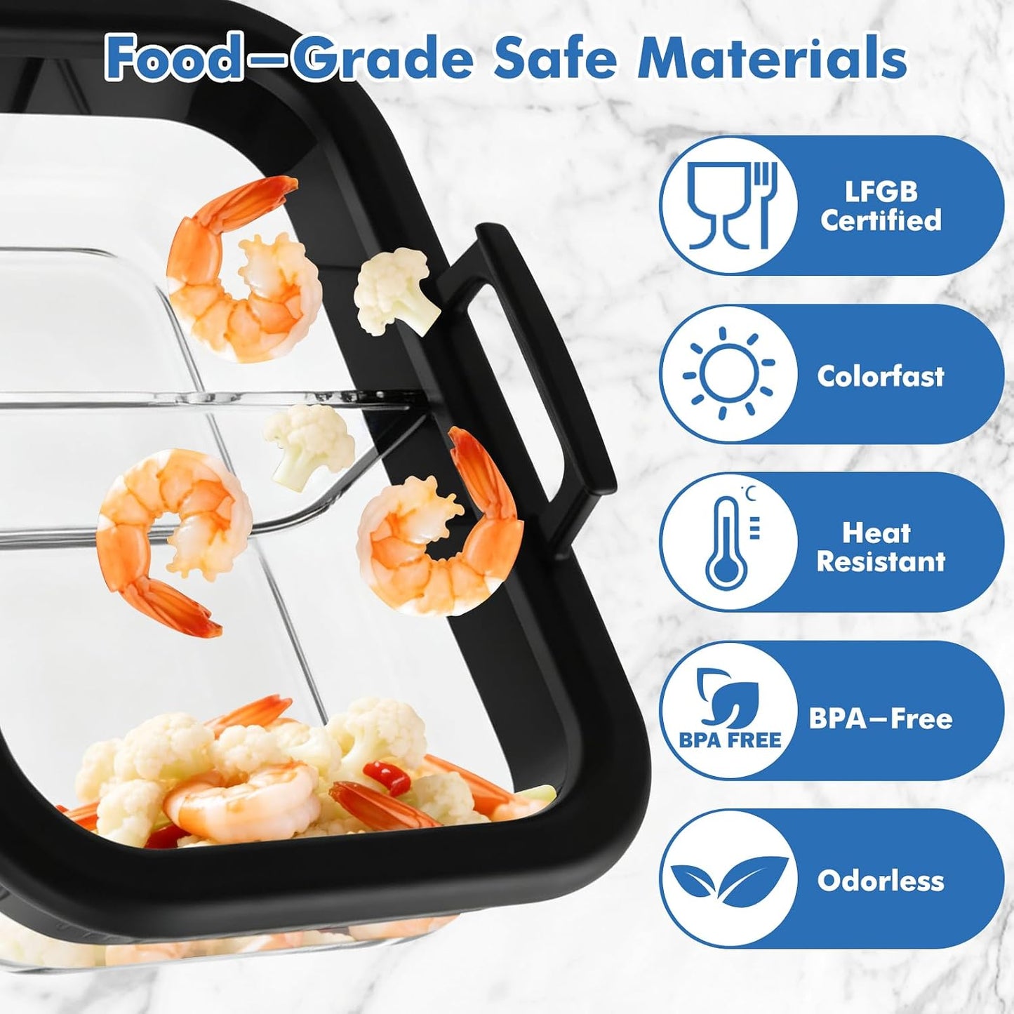 Air Fryer Accessories for Ninja Foodi DZ401, DZ550, SL401, SL451 10Qt | Glass Liners with Silicone Handles for 4-6 Qt Air Fryer, Heat-resistant, Dishwasher-safe, BPA-free