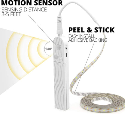 Sleep Mode Underbed Light - Night Light Amber Glow No Blue Light Battery Powered Peel and Stick Install