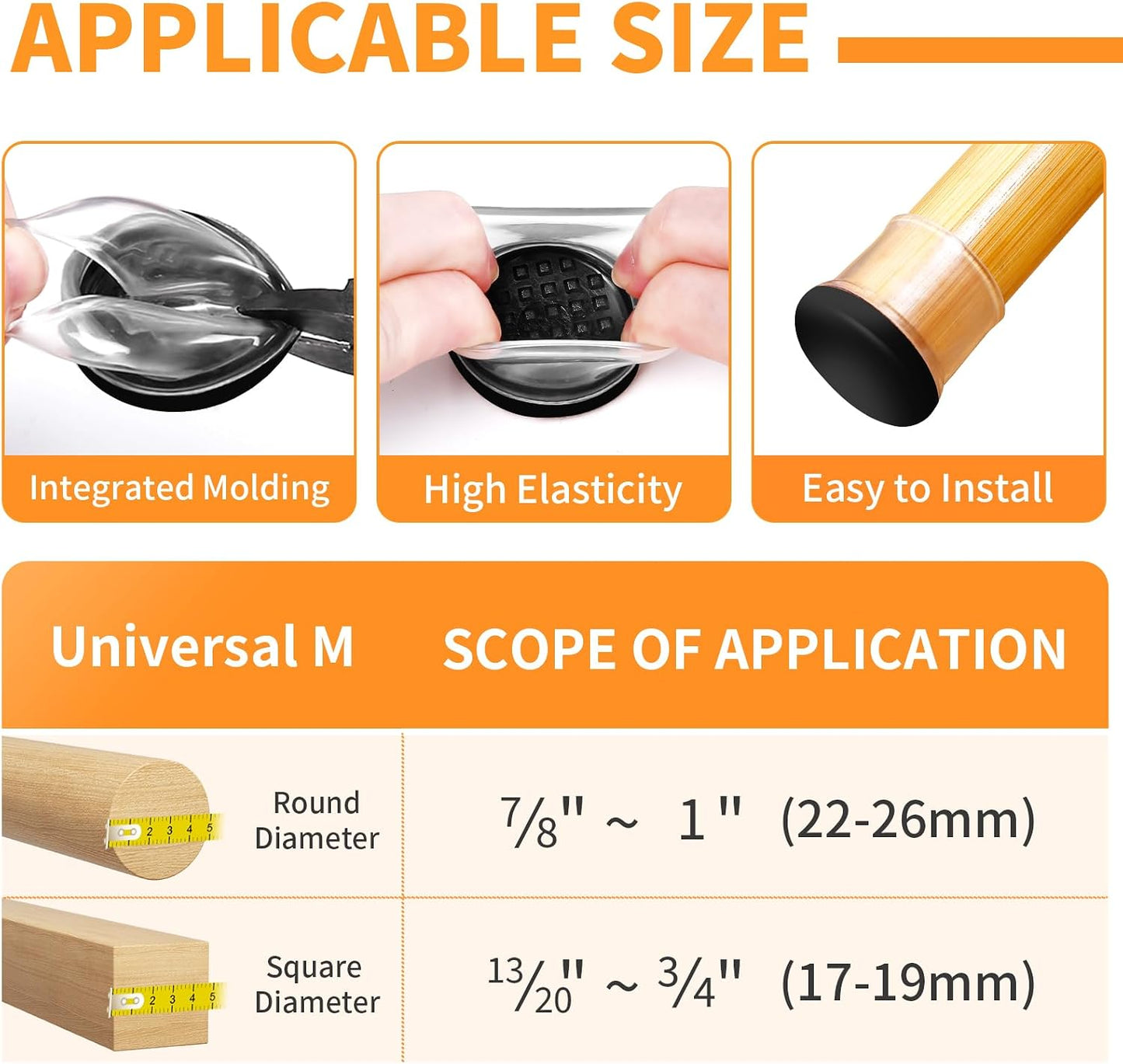 Ezprotekt Chair Leg Sliders for Carpet, 24 Pcs Square Chair Glides for Carpet, Carpet Furniture Pads Stool Leg Protectors Caps, Carpet Furniture Glides Quickly and Easily (L Fit:1" - 1.4")