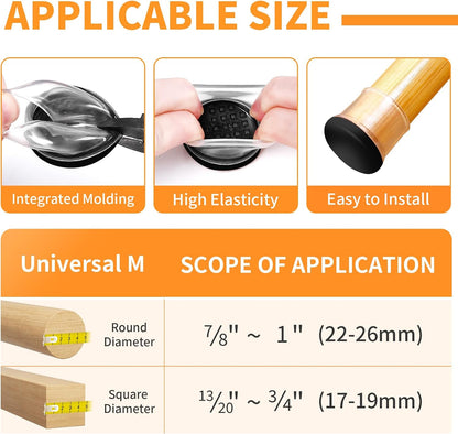 Ezprotekt Chair Leg Sliders for Carpet, 24 Pcs Square Chair Glides for Carpet, Carpet Furniture Pads Stool Leg Protectors Caps, Carpet Furniture Glides Quickly and Easily (L Fit:1" - 1.4")