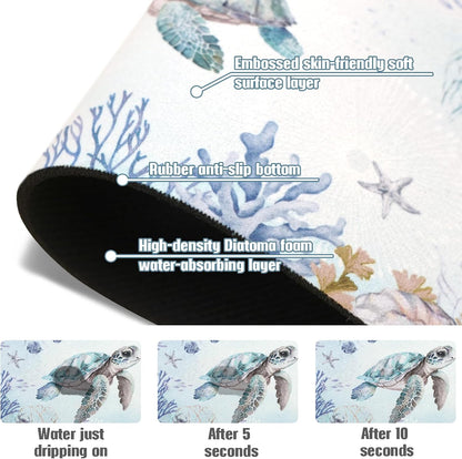 Sink Faucet Absorbing Mat, 2 Pack Drying Mat Around Faucet Sink Splash Guard Behind Faucet Sinkmat For Kitchen Bathroom Island Rv 24 * 5.5 Inch (60 * 14 cm)