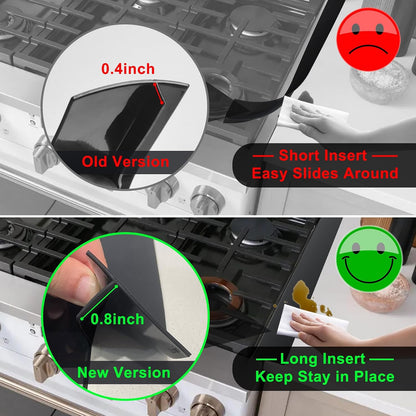 Silicone Stove Counter Gap Cover - 25 Inch Gap Filler 2 Pack Black | Long gap filler seals spills between kitchen appliances Stovetop oven countertop; stove gap cover, gas stove side gap covers