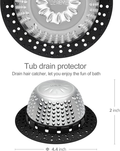 LEKEYE Drain Hair Catcher/Bathtub Drain Cover/Drain Protector for Pop-Up & Regular Drains(Patented Product)