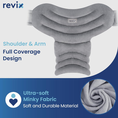 REVIX Microwavable Shoulder Heating Pad for Rotator Cuff, Moist Heating Pads Microwavable with Adjustable Strap, Shoulder Heating Pads for Upper Back Muscle Relaxation & Relief, Gray