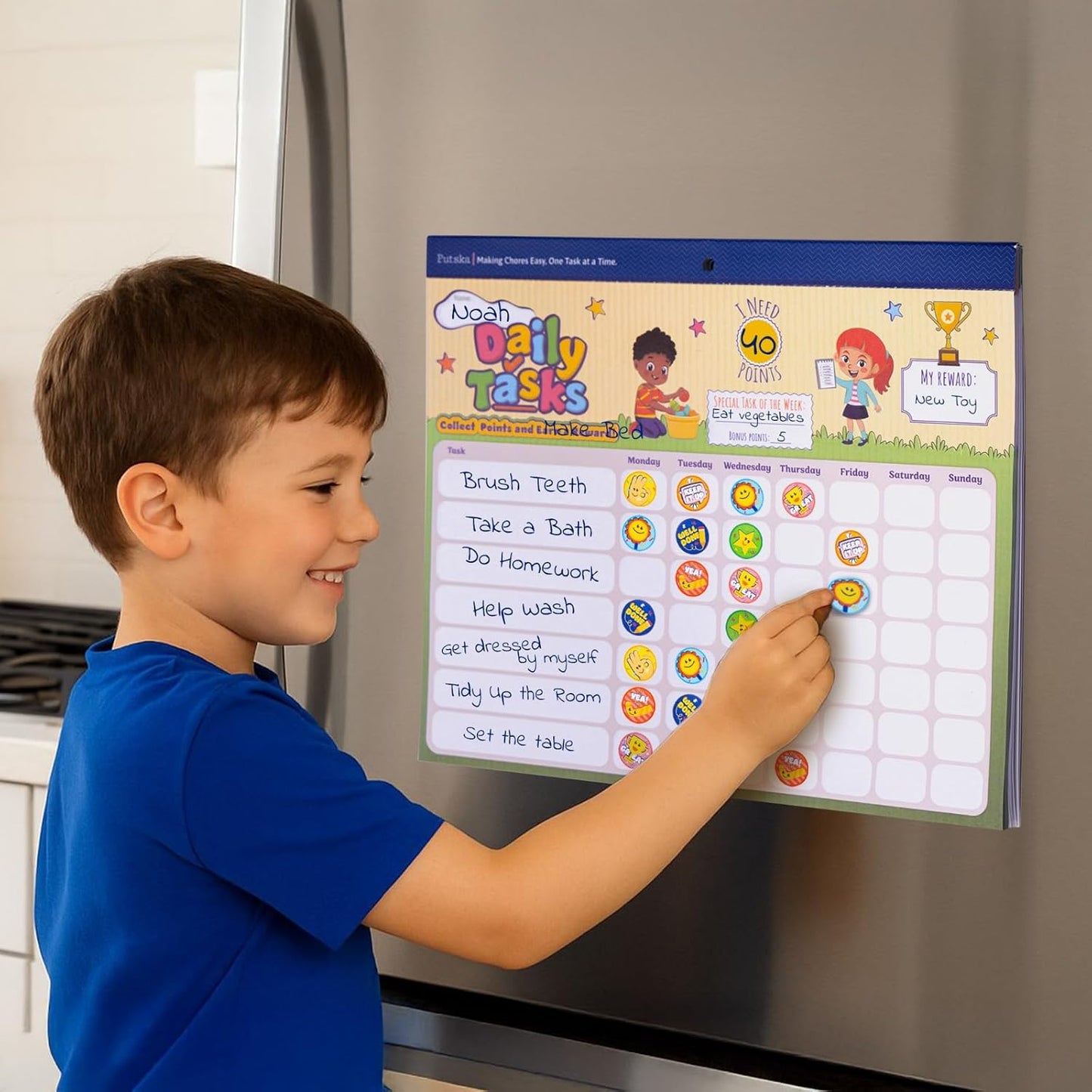 PUTSKA Potty Training and Chore Chart, 26 Boards, 1528 Stickers,Classic