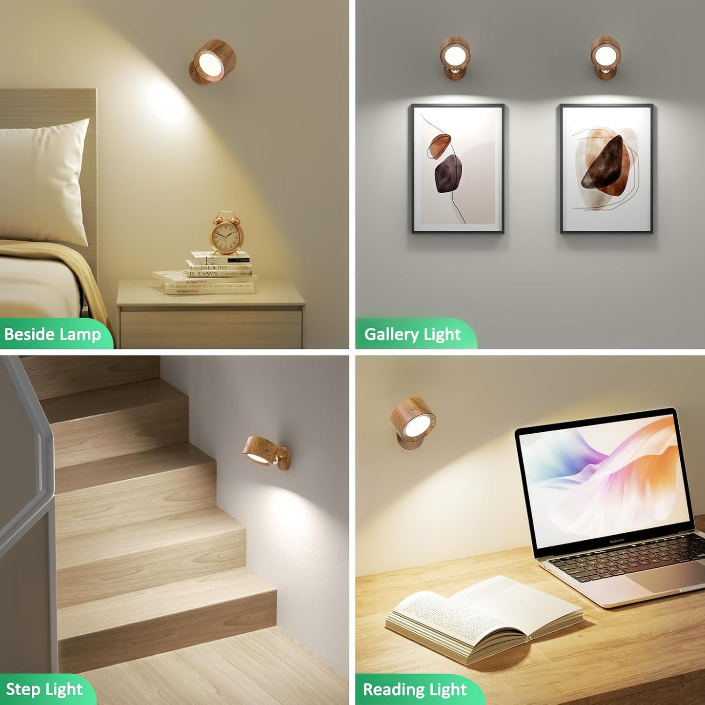 Lightbiz LED Wall Lights, Wall Sconces 3 Pcs with Remote Rechargeable Battery Operated, 3 Color Temperatures & Dimmable Wall Lamp Magnetic 360° Rotation Light for Bedroom Living Room