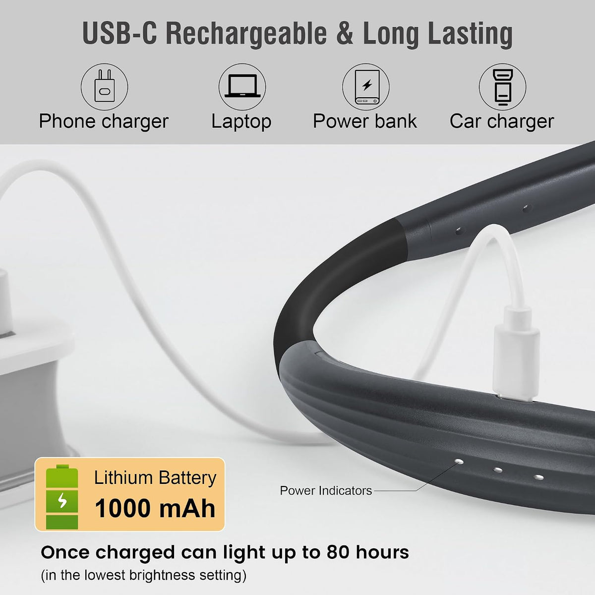 LED Neck Book Light Reading Lamp USB Rechargeable, Lighter Weight,Hands Free, Each 3 Colors with 3 Brightness, 80-hr Lasting Rechargeable Lamp,Perfect for Reading in Bed(Chesse Yellow).