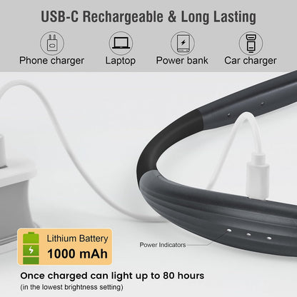 LED Neck Book Light Reading Lamp USB Rechargeable, Lighter Weight,Hands Free, Each 3 Colors with 3 Brightness, 80-hr Lasting Rechargeable Lamp,Perfect for Reading in Bed(Chesse Yellow).