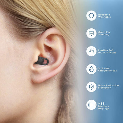 Silicone Ear Plugs for Noise Reduction - Reusable Soft Comfortable Earplugs for Sleeping,Noise Sensitivity & Flights -16 Ear Tips in XS/S/M/L, with 2 Travel Boxes - 33dB Noise Cancelling (Olive Green)