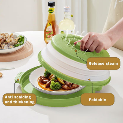 Microwave Splatter Cover with Anti-Scald Tray, 10.7" Collapsible - Red | Collapsible microwave food cover with an anti-scald tray. Fits most plates up to 10.7 inches and helps reduce food splatter.