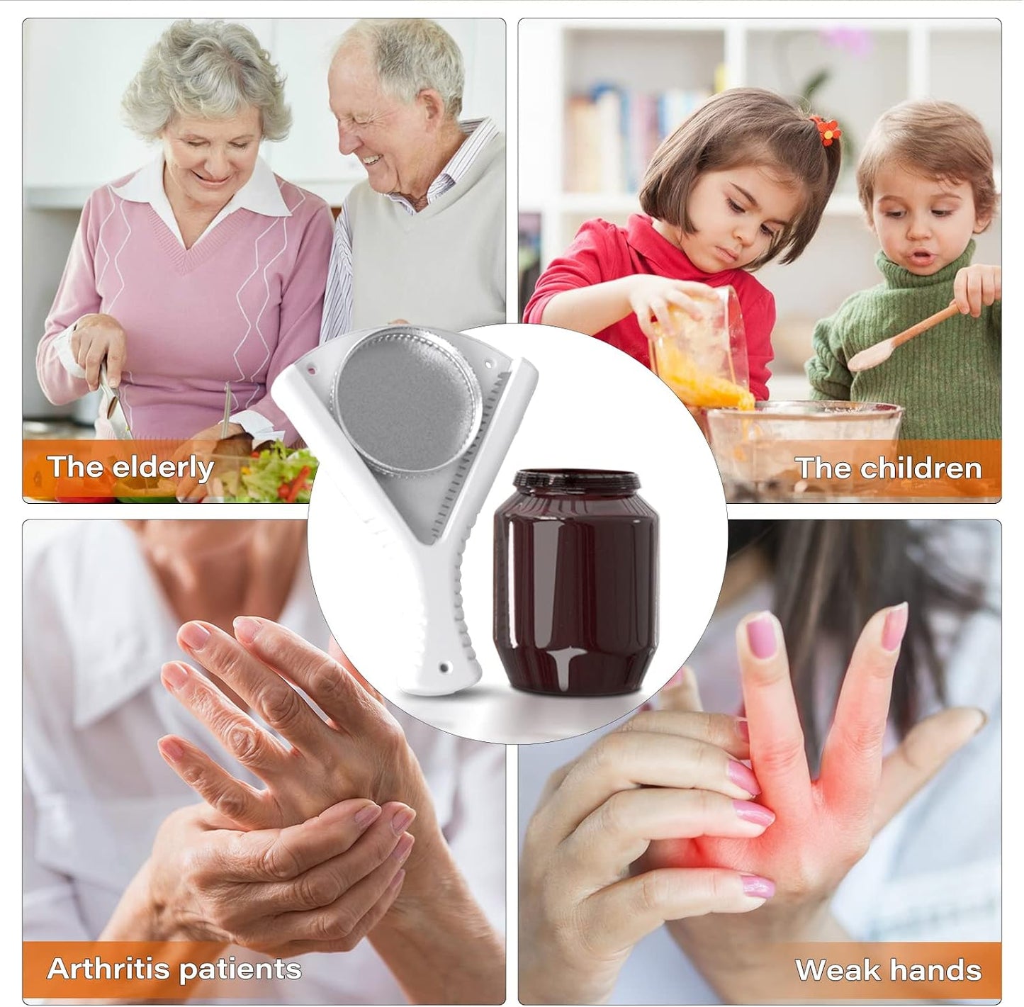 Jar Opener for Weak Hands, Dual Usage | Easy Grip Jar Opener & Under Cabinet Lid Opener, Super Durable Bottle Opener Effortless to Open Any Size Lid, Advanced Jar Lid Opener for Seniors with Arthritis
