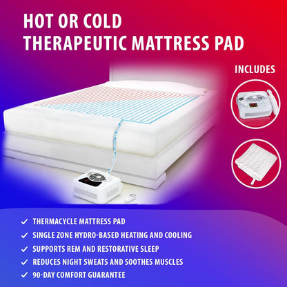 Water Circulating Sleep Pad by Thermacycle; Cools and Heats, EMF Free Therapeutic Mattress Pad; Sleep Aid– for Hot Flashes, Night Sweats, Menopause, Insomnia, Hyperhidrosis - Queen - 60" by 79"