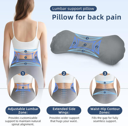 Buckwheat Lumbar Support Pillow for Bed Sitting and Couch Support, Firm Ergonomic Back Pillow for Lower Back Pain Relief, Small Natural Back Support Pillow Recliner Pillow