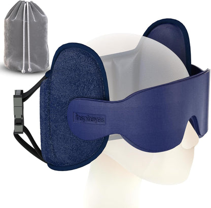Inspireyes Travel Pillows for Airplanes, 360° Head Support for Long Flight, Soft Airplane Pillow with 3D Eye Mask for Sleeping, Stop Bobblehead, Airplane Headrest Gadgets, Light Black
