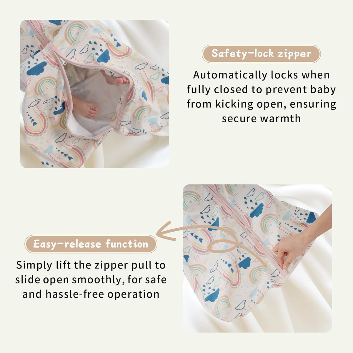 Baby Sleep Sack 0-6 Months, 100% Cotton Wearable Blanket, 0.5 Tog, 3 Pack