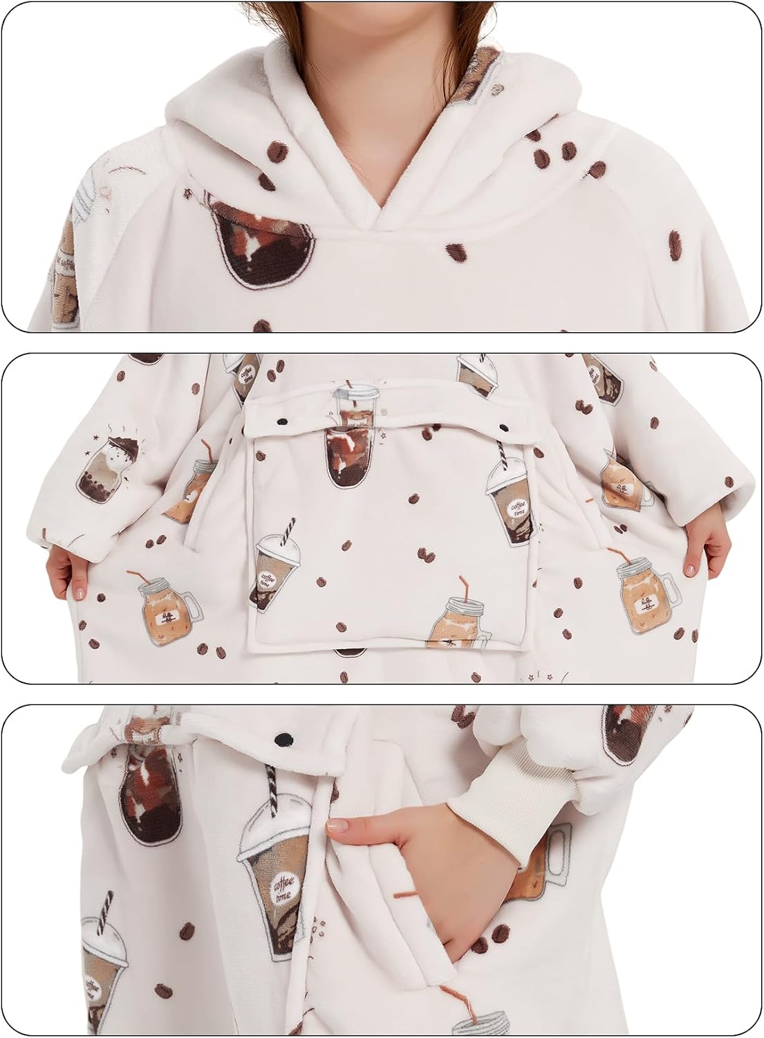 Wearable Blanket Hoodie for Adults With Pocket Strawberry Hoodie | Sherpa, Fuzzy Blanket Hoodie, Oversized Sweatshirt Blanket, Kangaroo Pouch, Cute Birthday Gifts for Sister, Cute Stuff