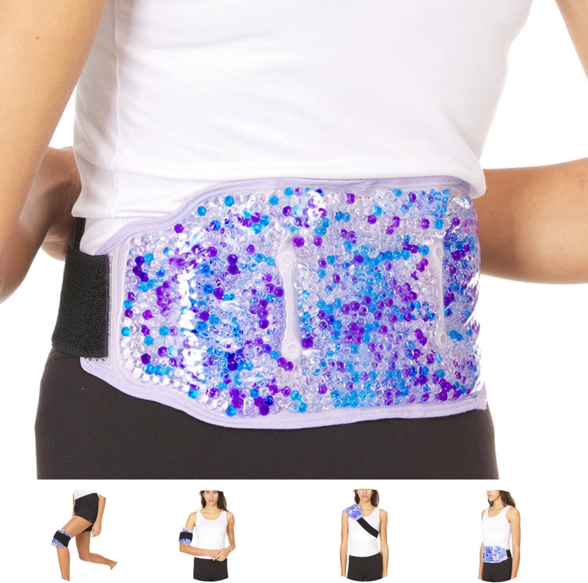 Premium Hot Cold Gel Bead Ice Pack by FOMI Care | Cool Compress for Lower Back, Shoulder, Knee, Bicep, Stomach | Coccyx, Sciatica, Tailbone Pain Relief | Flexible, Reusable Heating Pad | (Blue)