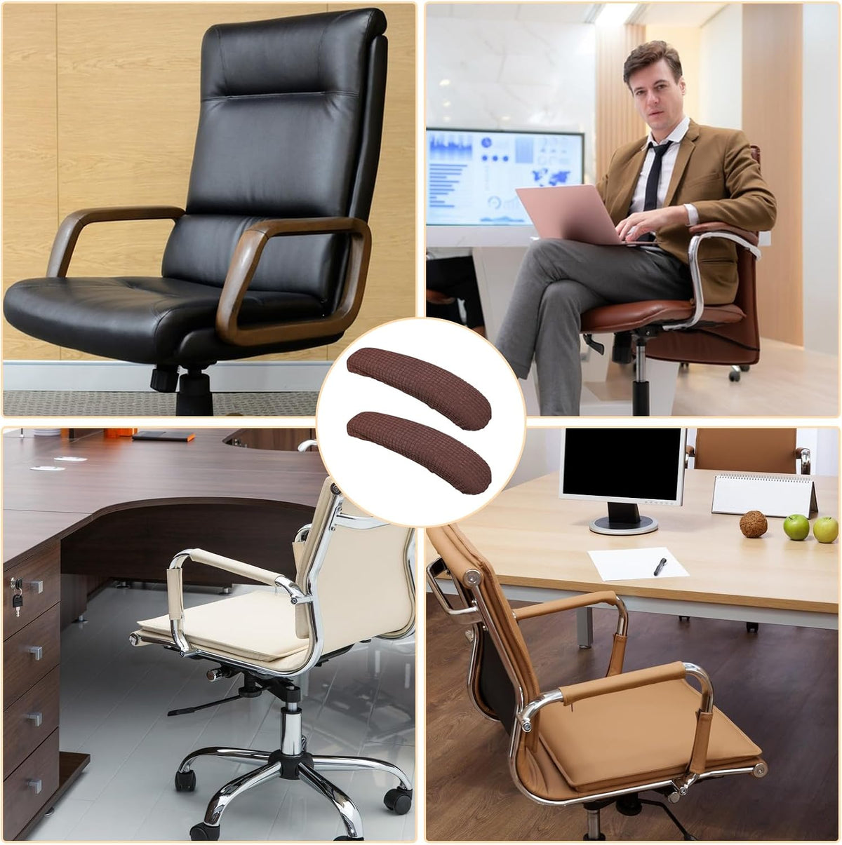 Vin Beauty Office Chair Armrest Covers, 2Pcs Office Removable Arm Rest Covering, Elastic Chair Armrest Covers, Office Seat Hand Rest Protector, Arm Covers Protectors for Office Chair(Black)