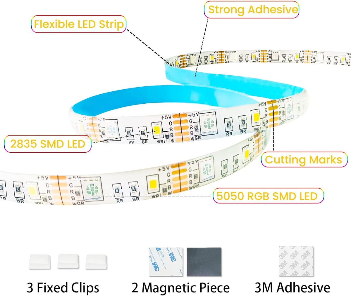 Motion Sensor Strip Lights Battery Operated, 6.6FT Color Changing Led Strip Light Dimmable with Remote/4Modes, RGB & Warm White Light Strip Waterproof for Bedroom Bathroom Cabinet Closet Indoor